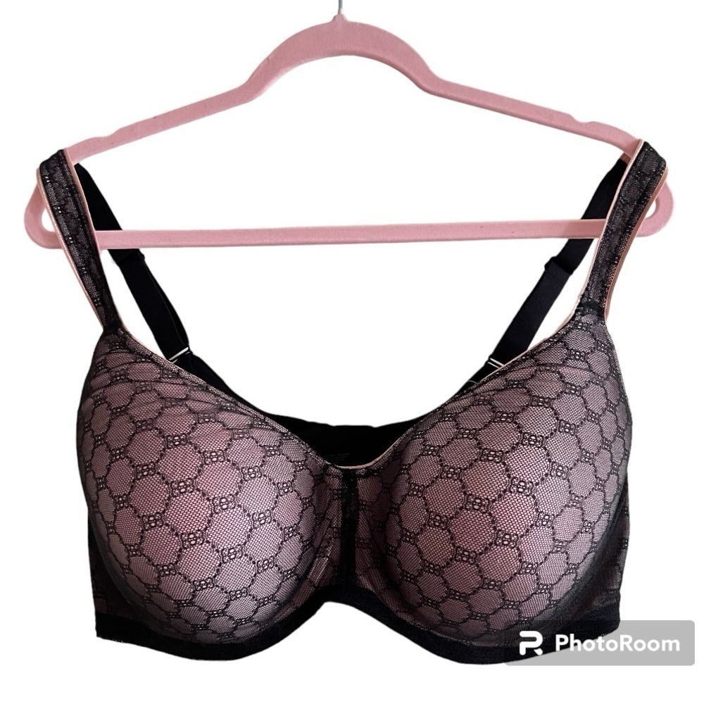 Soma Stunning Support Black Geo Lace Balconette Bra Size 42DDD NWT